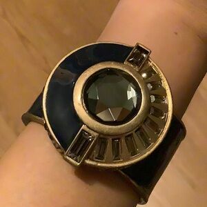 Like New Enamel & Rhinestone Cuff Bracelet